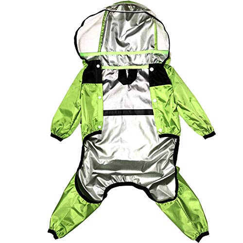 GAOword Pet Dog Raincoat Dog Face Pet Clothes Jumpsuit Waterproof Dog Jacket Dog Waterproof Clothes Pet Jacket,Green,XL