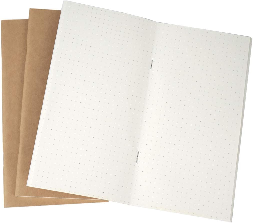 Wkładki do notatników podróżnych – zestaw 3 wkładek do dziennika w kropki – do małych notatników podróżnych do wielokrotnego napełniania – 10 x 18,8 cm (wkładki w kropki)