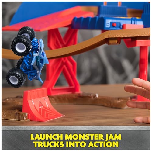 Image of Monster Jam, Supercharge Speedway Playset, Megalodon and El Toro Loco Die-Cast Monster Trucks, Light Up World Finals Track Kids Toys for Boys Ages 3 and Up