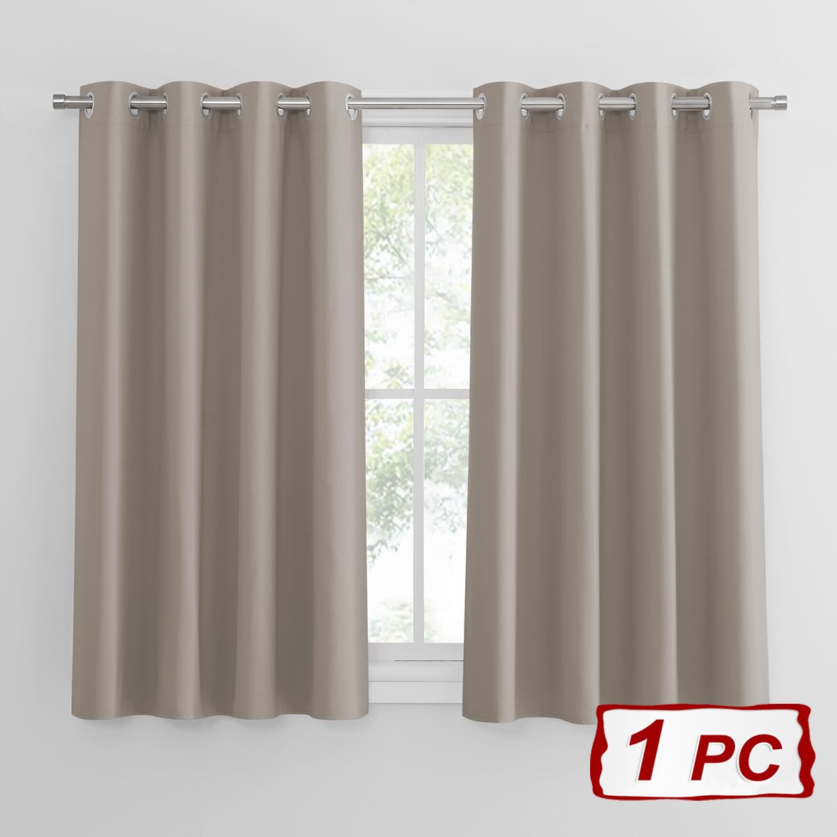 PONY DANCE Tenda Finestra Decorazioni Camera da Letto Moderne Oscuranti con Anelli Curtain Termica Isolante Freddo e Caldo 1 Pezzo L 132 x A 137 cm, Sabbia