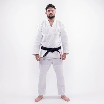 Progress Jiu Jitsu Academy Gi | Lightweight BJJ Gi with Free White Belt | BJJ Kimono for Men & Women | Tear-Resistant Jiu Jitsu Kimono for Training & Competition | Women's & Men's Kimono (White, A1L)