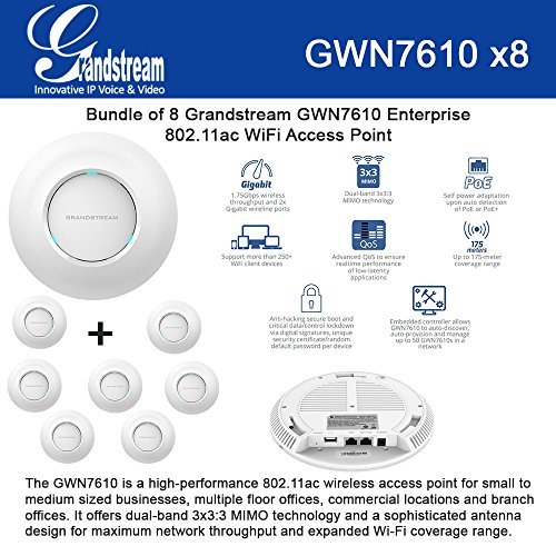 Bundle of 8 Grandstream GWN7610 high-performance Enterprise 802.11ac WiFi Access Point