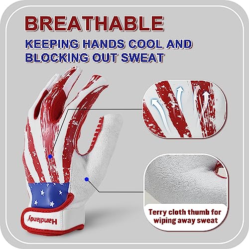 image for HANDLANDY Youth Football Gloves, High Tack Silicone Grip Kids Flag Rec
