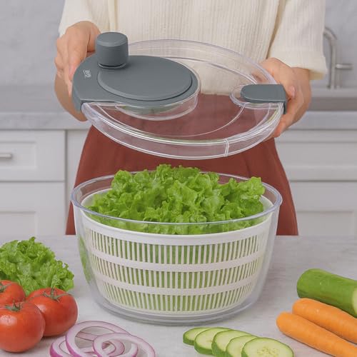 Glad Salad Spinner, 4.2 Quarts - Dishwasher Safe Lettuce Spinner, Fruit Washer, and Vegetable Strainer - Colander, Toss & Serve Bowl, and Locking Lid, Heavy Duty Plastic - image 4