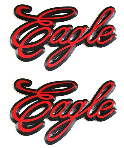Image of Pair Set Eagle Emblems 3D Badge Truck Decal Replacement for International 9400 Eagle Logo 3525293C1 (Red)