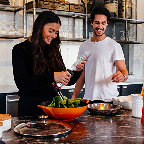 Kitchen Torch, blow torch - Refillable Butane Torch With Safety Lock & Adjustable Flame + Fuel gauge - Culinary Torch, Creme Brûlée Torch for Cooking Food, Baking, BBQ + FREE E-book, 3 Cans Included