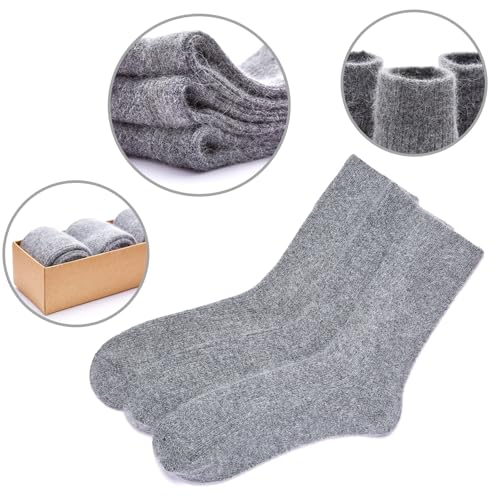 CHAO RAN Wool Cashmere Socks for Men Winter Warm Male Socks Thick Soft Dress Crew Socks 3 Pairs3
