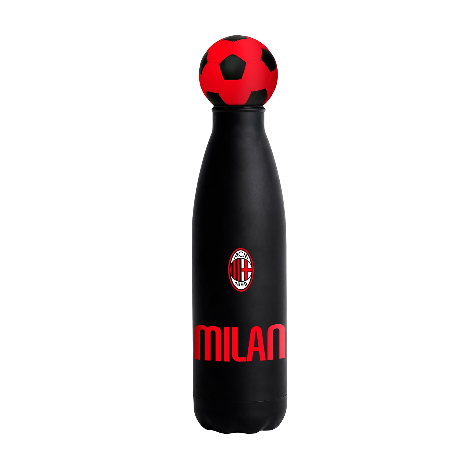 Seven AC Milan Insulated Water Bottle Stainless Steel BPA-Free 500 ml, Temperature Maintenance: Hot 12 H/Cold 24 h, Child, Boy, Adult, Football, Official Product, Gift Idea