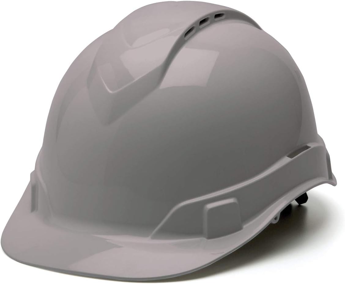 Pyramex Ridgeline Cap Style Hard Hat, Vented, 4-Point Ratchet Suspension, Gray