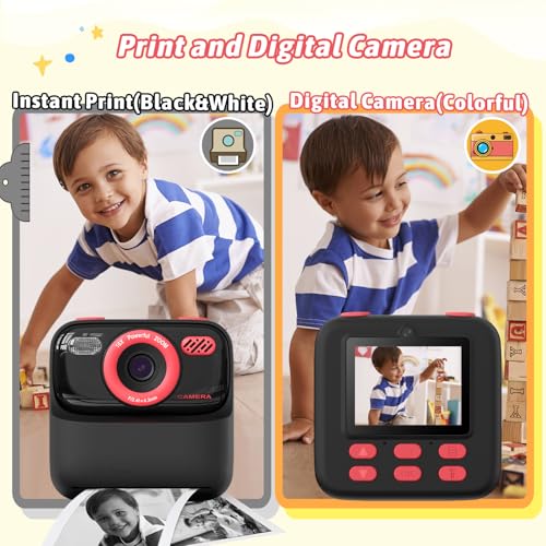 Kids Instant Digital Cameras for Boys and Girls, 1080P HD Dual-Lens Selfie Digital Camera with Print Paper & TF Card, Christmas Birthday Gifts Toys for Toddler and Teenagers Age 3-16 Years Old - image 6