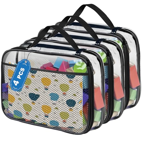 Lot de 4 PVC Sac de Rangement Jouet, Sacs à Jouets pour Enfants, avec Fermeture éclair, pour Enfants, Jouets de Bain, Puzzles, Blocs de Construction, (Noir,...