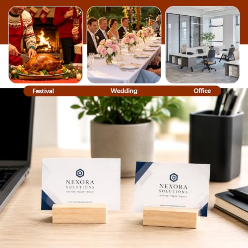 Image of 15Pcs 2.75x1.38 Inches Wood Table Number Stands, Wood Place Card Holders, Wooden Holders for Wedding, Ceremony, Birthday, Party, Home Decoration, Events (1mm Slots)