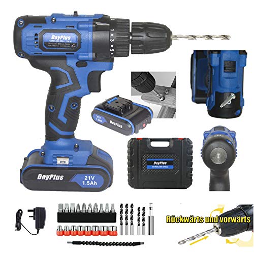 Akkuschrauber Set 21V mit Hammerkopf Magnet Funktion, 2x 1500 mAh Akkus, 18+1 Drehmoment 45 Nm, mit LED Licht, inkl. Ladegerät, 29-tlg Zubehör-Set und Transportkoffer - Akku-Bohrschrauber 1 Akkuschrauber Set 21V mit Hammerkopf Magnet Funktion, 2x 1500 mAh Akkus, 18+1 Drehmoment 45 Nm, mit LED Licht, inkl. Ladegerät, 29-tlg Zubehör-Set und Transportkoffer - Akku-Bohrschrauber