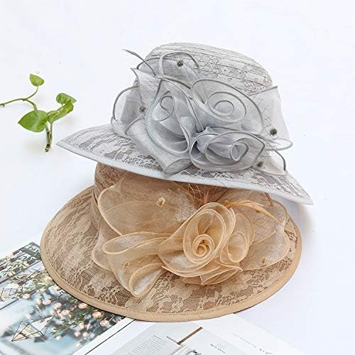 Organza Fascinator Hat - Women’s Wide Brim Church Bridal Tea Party Wedding Hat - Image 6