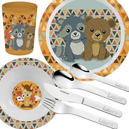 WMF Safari Kindergeschirr Set 6-tlg. - Personalisiert Mit Namen Gravierbar