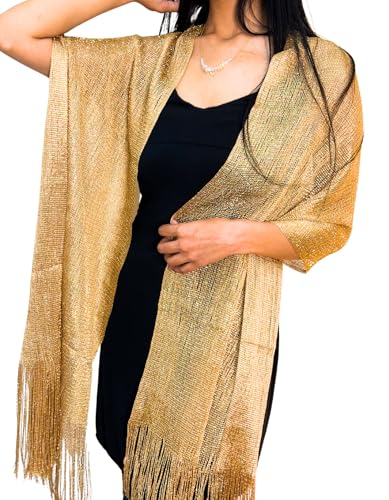 Metallic Shawls & Wraps for Evening Dress – Glittering Women's Scarves Perfect for Party & Wedding2