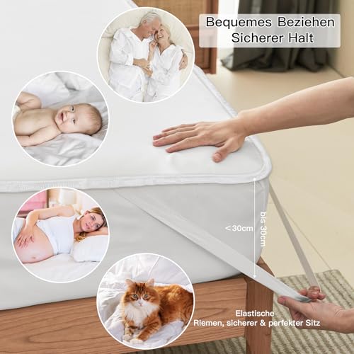 Protector de colchón impermeable 200x200 cm ohano blanco lavable 6