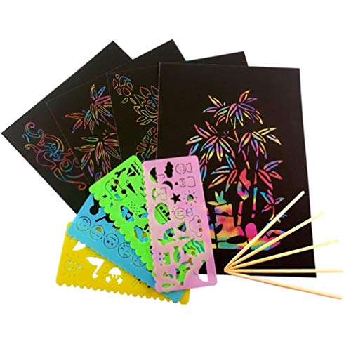 Conjunto de arte em papel de raspar da Exceart Arte de Arranhão Arco-Íris Preto Scratch It Off Papel