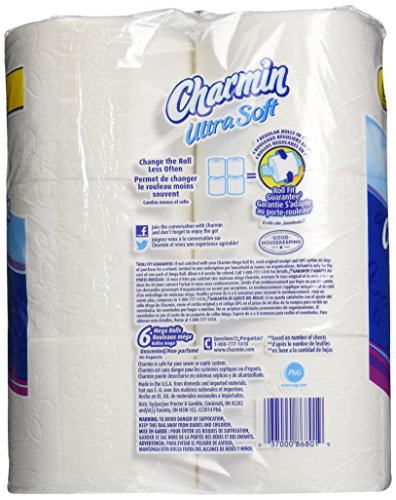 Image of Charmin Ultra Soft Toilet Paper 6 Mega Rolls = 24 Regular Rolls