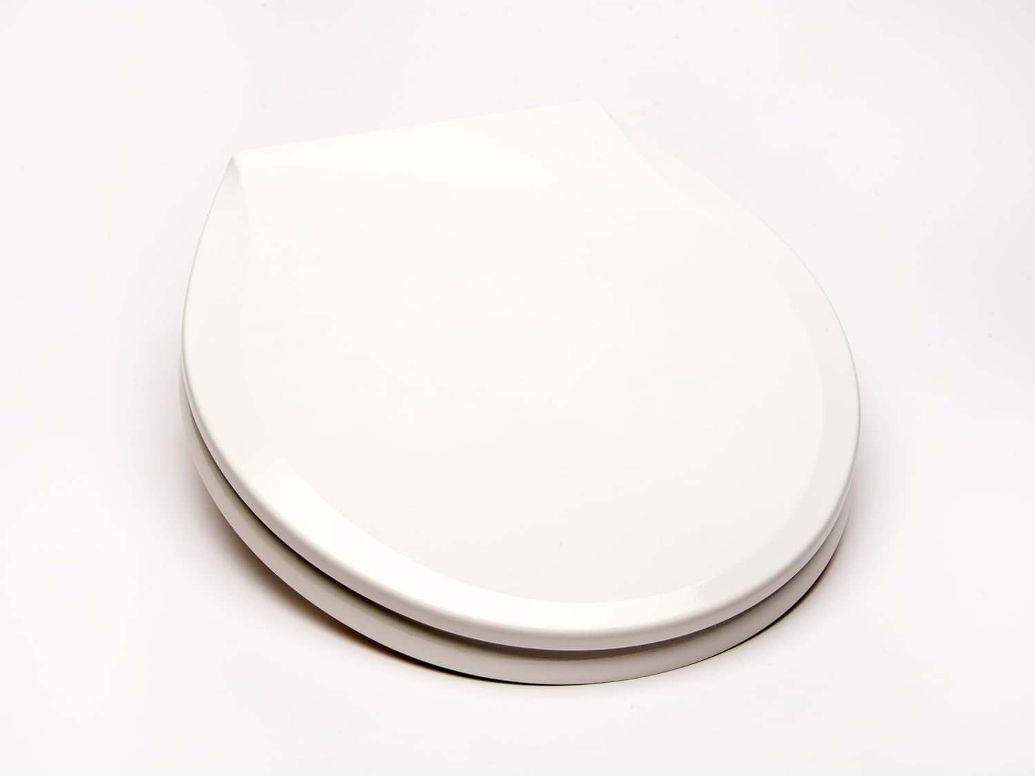 1Q1R5-04 Premium Molded Wood Toilet Seat with Vari-Adjust Release ‘N’ Clean Lok-Down Hinge and Quik-Lok Mounting Hardware, Round, Cotton White