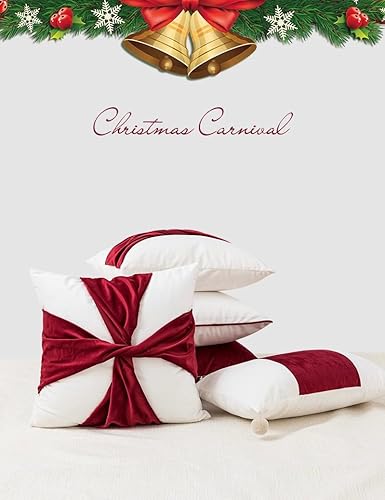 Miniatura 2 de Lently Funda de cojín bordada decorativa navideña (A_ Joy 18 x 18 pulgadas)