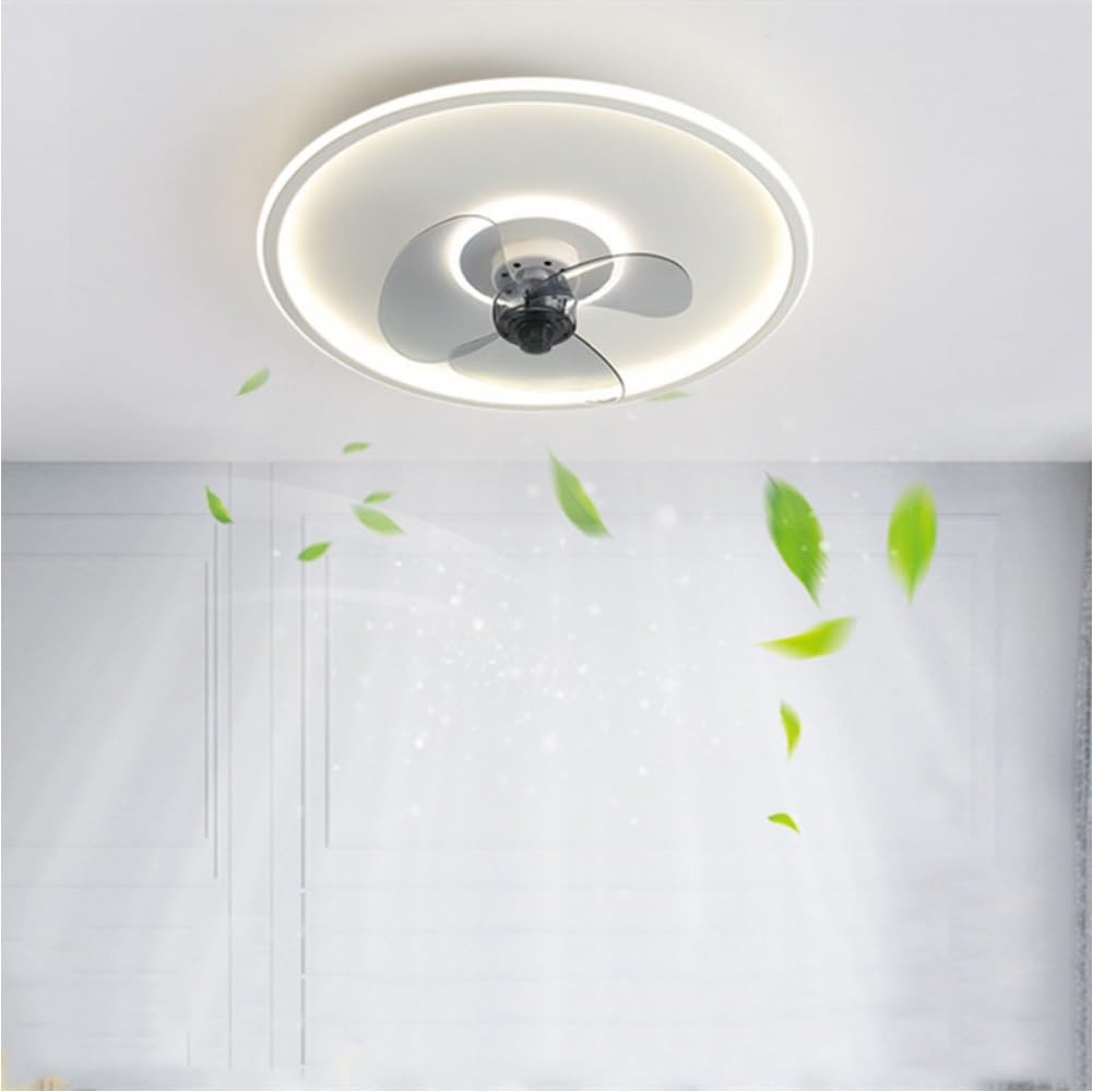 HXYSXHJUO Ceiling fan light LED Slim Mute Fan Light with Remote Control Dimmable 19.7 Inch Bedroom Living Room Dining White (White
