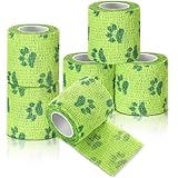 Geiserailie 6 Rolls No Chew Bandage for Dogs Self Adhesive Non-Woven Bitter Bandage Wrap for Dogs' Legs Paws Wounds Cats Animal, Green(2 Inches X 5 yd)