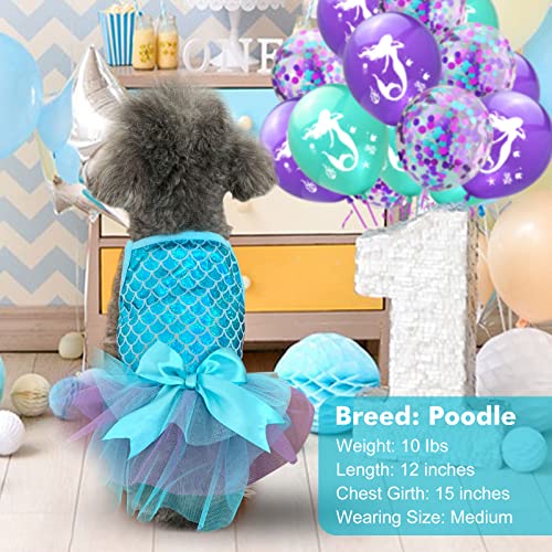 Cyeollo Birthday Dog Dress Mermaid Holiday Outfit Slip Tulle Skirt Dog Clothes Girl Sparkly Princess Tutu Dog Dresses For Small Dogs #TOP1
