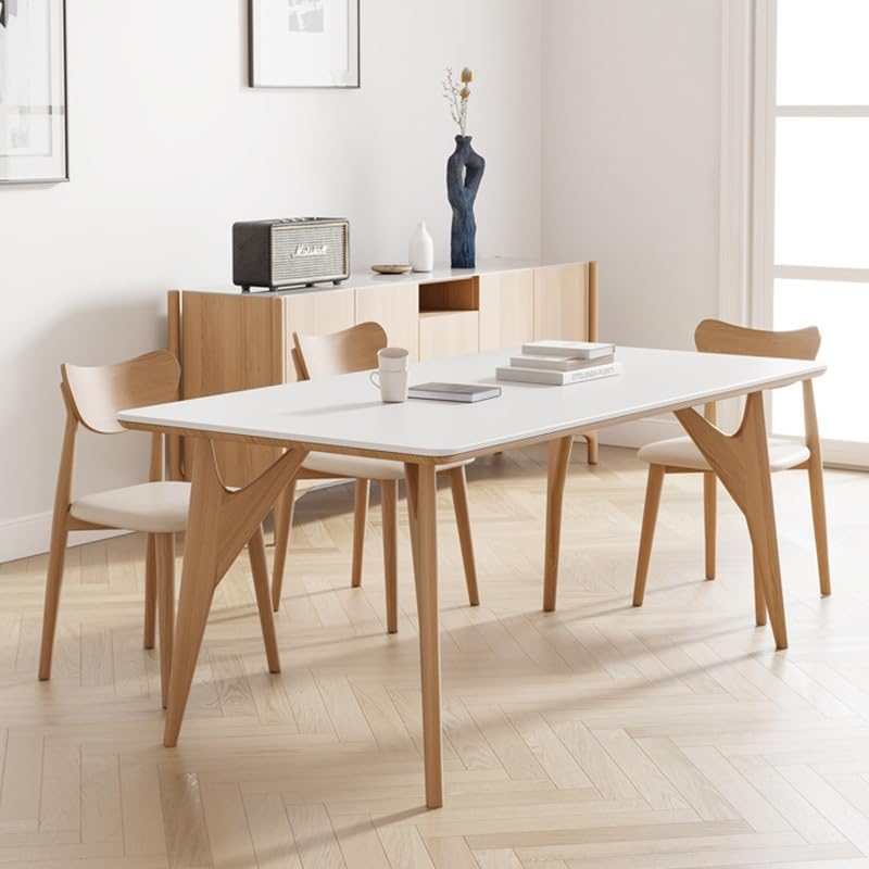 Mesa De Comedor Mesa de Comedor y sillas Madera Maciza for apartamento pequeño, Moderna Sencilla, Estilo Crema Mesas De Café para Sala De Estar(160x80x75cm)