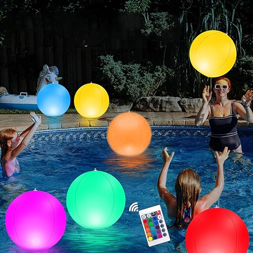 Fancysky Boule Lumineuse Exterieure Solaire avec Télécommande,Boule Lumineuse Piscine Flottante 16 Couleurs, Lampe Piscine Étanche IP68 pour Jardin, Bassin,...