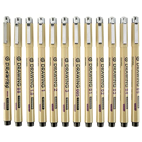 EuwbsSr 12pcs FineLiner canetas conjunto de mangá à prova d'água Manga de caneta pintada à mão Micr