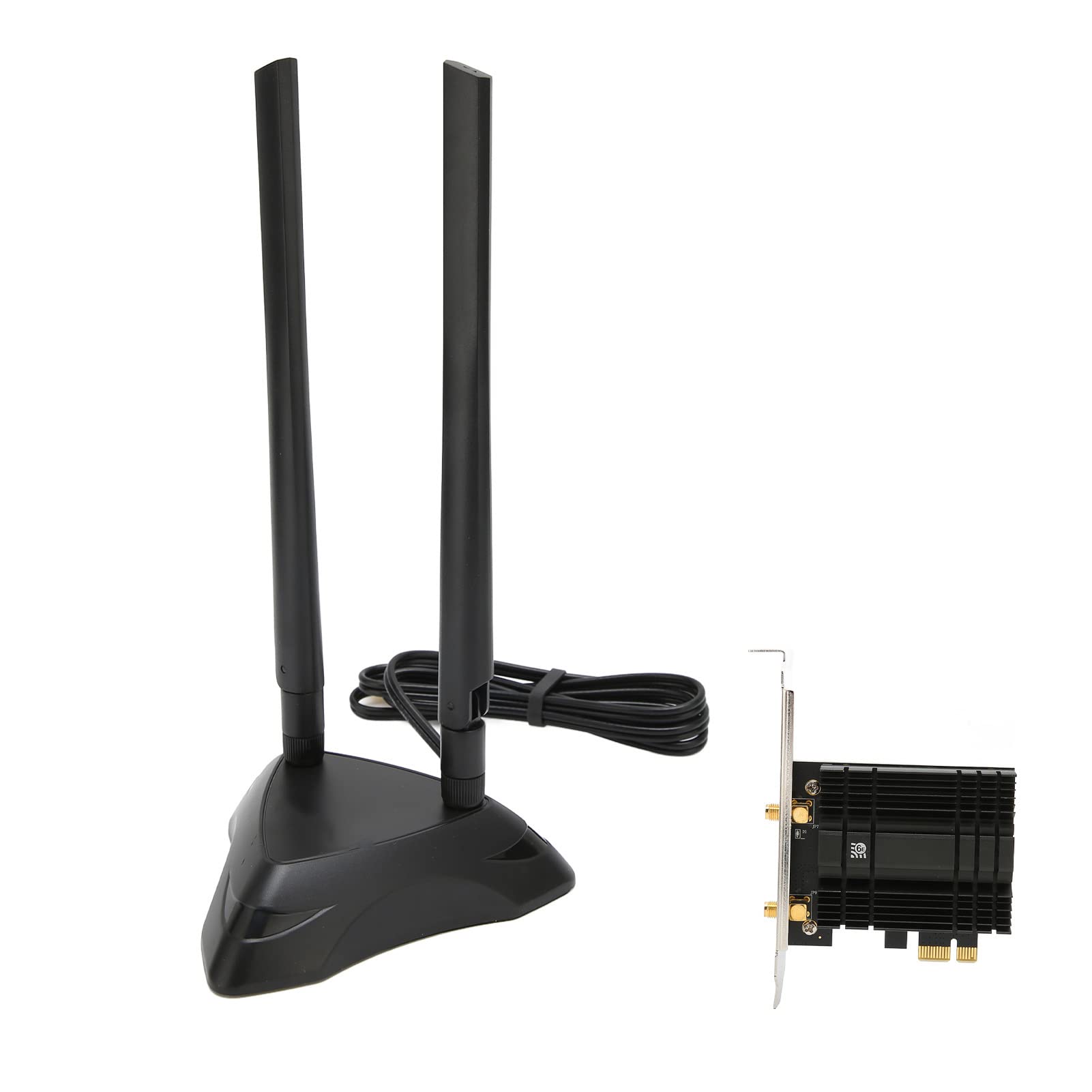 Carte PCIe WiFi 6E, 2,4 GHz 5,8 GHz 6 GHz Carte WiFi Triple Bande Adaptateur sans Fil PCIe 5400 Mbps avec Bluetooth 5.2, Carte Réseau Adaptateur PCIe Express 6 DBi pour PC Gaming Streaming