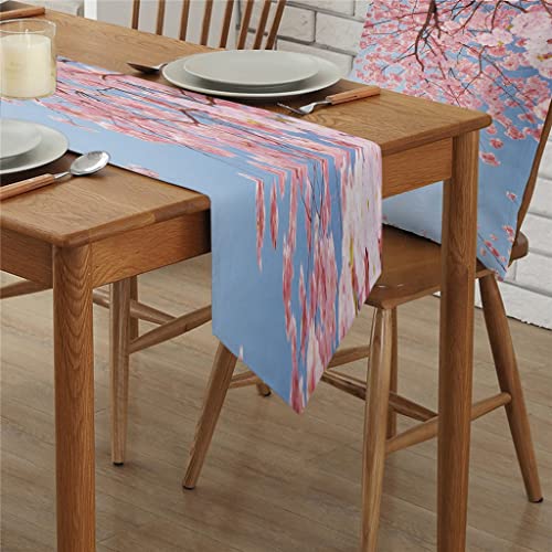 ZLXDP Pink Cherry Blossoms Table Runner Kitchen Dinning Table Decor Wedding Table Decor Tablecloth and Placemats Color D Size
