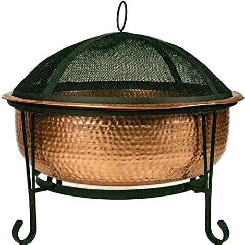 Global Outdoors 26" Copper Fire Pit with Screen, Cover and Poker Cover