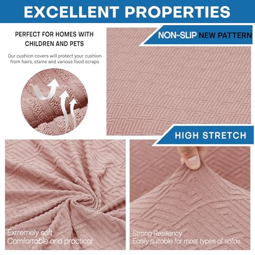 XINEAGE New 3 Pieces Couch Covers for 2 Cushion Sofa Super Stretch Loveseat Slipcover Pet Dog Universal Slip Cover Anti Slip Love Seat Furniture Protector (Dusty Pink, 55"-69")