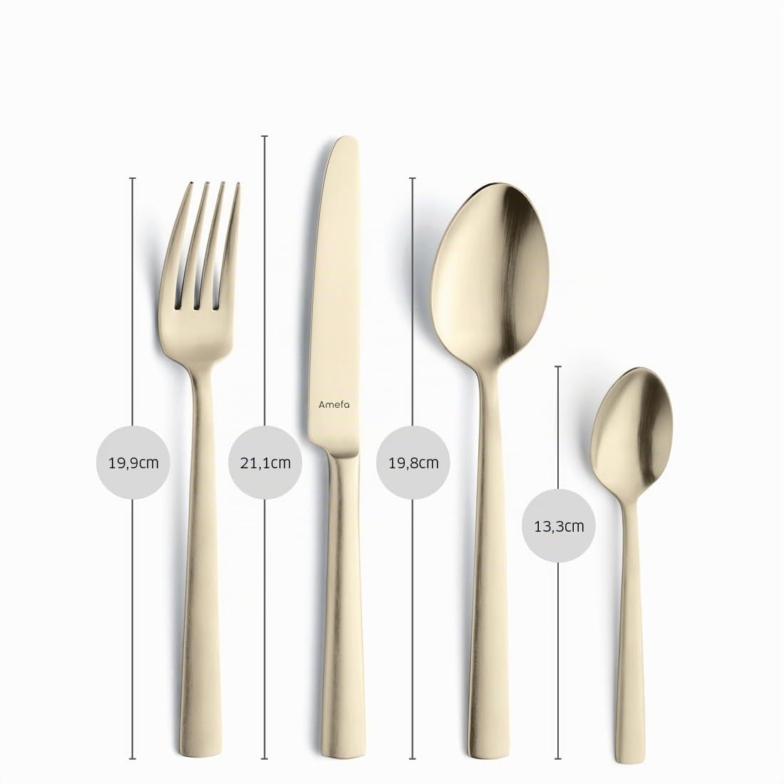 Amefa VENTURA Besteck Set 24-tlg., Edelstahl 18/10, PVD-Beschichtung | Champagner-Gold, Klingenstahl 13/0, Familienessen, Handwäsche empfohlen, mattierte Oberfläche, edles zeitloses Design