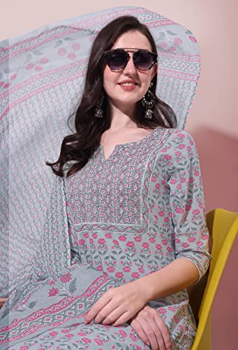 Image of MIRCHI FASHION Women's Straight Fit Pure Cotton Printed Kurta Set with Dupatta and Trouser