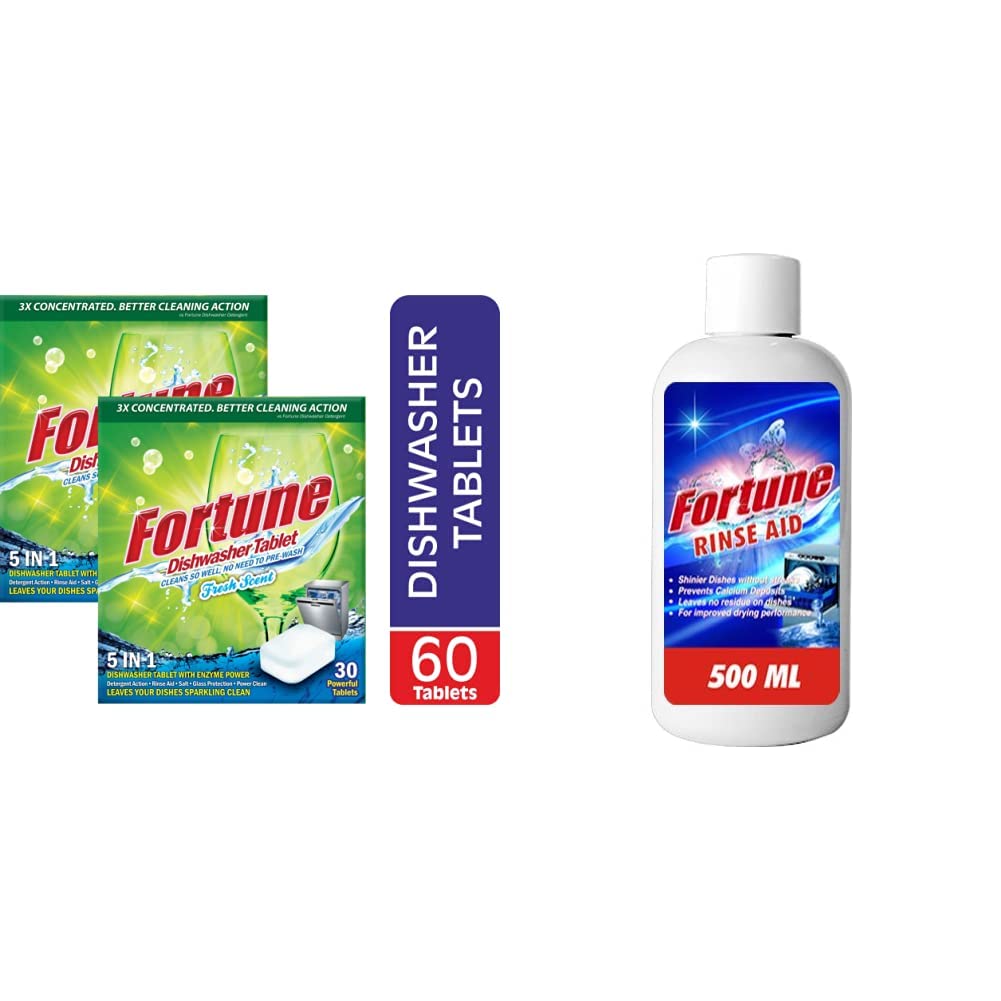 FORTUNE Dishwasher Tablets, 5 in 1 Action, Fresh Scent, 60 Count (60.00