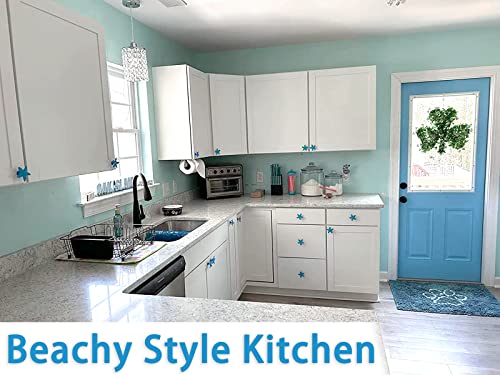 Starfish Drawer Pulls and Knobs 8Pack Glittery Animal Cabinet Knobs Cute Pulls for Kitchen Bathroom Dresser Blue Ocean Beach Theme Handles - Image 3