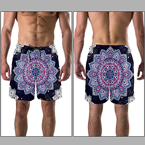 Short de bain ethnique mandala pour homme imprimé graphique coloré et doublure confortable - 3