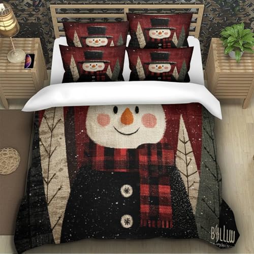 Housse de couette bonhomme de neige imprimé 3D microfibre parure de lit 140x200 - 5