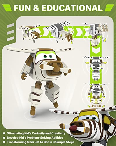 Super Wings 5" Transforming Bello Airplane Toys, Safe And Durable Vehicle Action Figure, Superwings Transforming Plane To Robot, Fun Preschool Toy Planes, Gifts Toys For Kids Aged 3 And Up, Stripes #TOP1