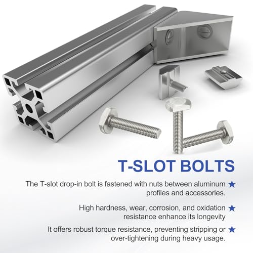 Image of PATIKIL M8 x 40 mm T Slot Bolts, 10 Pcs 304 Stainless Steel Drop-in Bolt T Shape Stud Sliding Screw Metric Thread Hammer Head Bolt for T Track, Silver