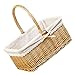 Cabilock Weidenkorb Picknickkorb Bügelkorb Tragekorb Geflochten mit Liner Landhausstil Organizer Einkaufskorb Geschenkkorb Brotkorb Picknickbedarf Aufbewahrungskorb Picknick Outdoor