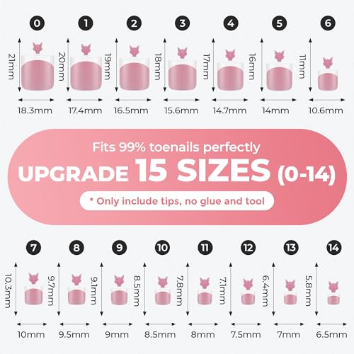 Image of UNA GELLA French Toe Nail Press Ons, Berry Pink Pre-Etched 15 Sizes Sharp Square 180Pcs Press On Toenails False Toes Soft Gel Square Full Cover Fake Toenails Extension for Home DIY Salon Pedicure