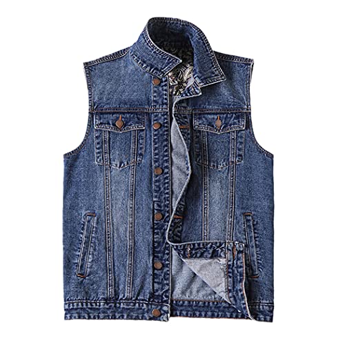 Gilet tactique homme grande taille bleu ciel veste en jean sans manches
