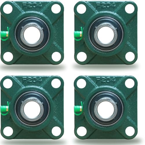 Image of 4 Pack UCF204-12 Pillow Block Bearing - Square Flange 4 Bolt Bearing - Bearing Steel with 3 /4 inch Bore - Self Alignment (UCF204-12)