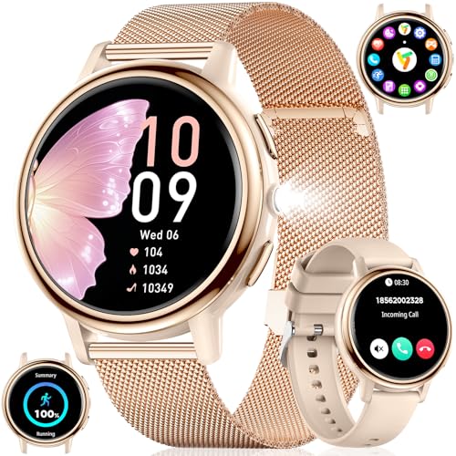 Reloj Inteligente Mujer con Linterna LED, 1,26'' HD Pantalla Elegante Smartwatch con...