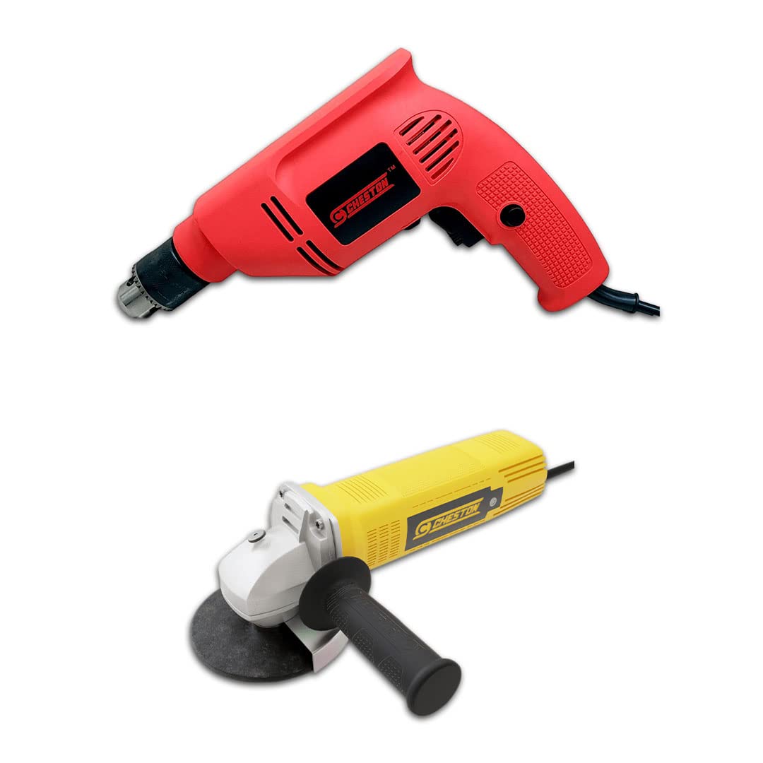 Cheston 10 mm Drill Machine Set 400W | Variable Speed & Reverse & Forward function | 10mm Chuck + 850W 4-Inch Angle Grinder for Polishing Cutting Grinding Works on Metal Wood Wall (B0BS6NWLCB) Amazon Price History, Amazon Price Tracker