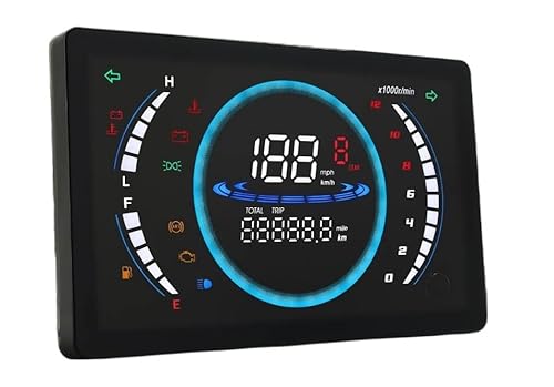 12VユニバーサルオートバイデジタルスピードメーターRPMダッシュボード、調整可能なLEDディスプレイと温度計付き